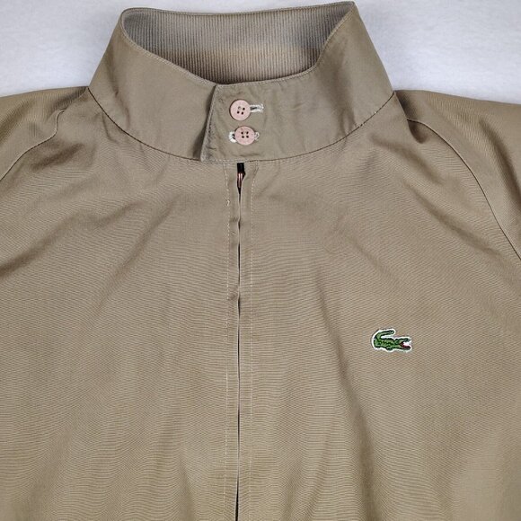 VTG IZOD Lacoste Jacket Mens X-Large Tan Beige Bomber with Logo - Picture 3 of 13
